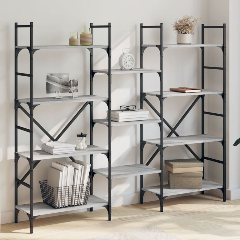 vidaXL Bücherregal Grau Sonoma 160x28,5x136,5 cm Holzwerkstoff vidaXL Bücherregal Grau Sonoma 160x28,5x136,5 cm Holzwerkstoff