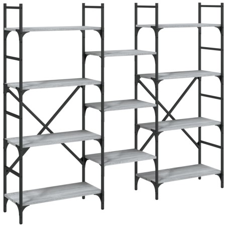vidaXL Bücherregal Grau Sonoma 160x28,5x136,5 cm Holzwerkstoff
