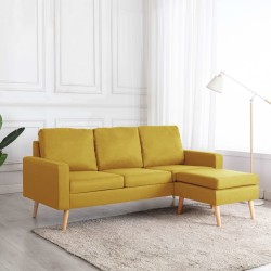 vidaXL 3-Sitzer-Sofa mit Hocker Gelb Stoff 