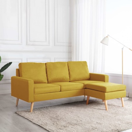 vidaXL 3-Sitzer-Sofa mit Hocker Gelb Stoff 