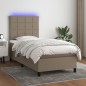 vidaXL Boxspringbett mit Matratze & LED Taupe 100x200 cm Stoff vidaXL Boxspringbett mit Matratze & LED Taupe 100x200 cm Stoff
