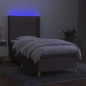 vidaXL Boxspringbett mit Matratze & LED Taupe 100x200 cm Stoff vidaXL Boxspringbett mit Matratze & LED Taupe 100x200 cm Stoff