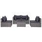 9-tlg. Garten-Lounge-Set mit Kissen Poly Rattan Grau 9-tlg. Garten-Lounge-Set mit Kissen Poly Rattan Grau