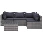 9-tlg. Garten-Lounge-Set mit Kissen Poly Rattan Grau 9-tlg. Garten-Lounge-Set mit Kissen Poly Rattan Grau