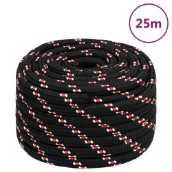vidaXL Bootsseil Schwarz 20 mm 25 m Polypropylen