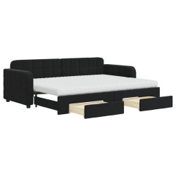 vidaXL Tagesbett Ausziehbar mit Schubladen Schwarz 80x200 cm Samt