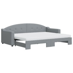 vidaXL Tagesbett Ausziehbar mit Matratze Hellgrau 80x200 cm Stoff