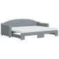 vidaXL Tagesbett Ausziehbar mit Matratze Hellgrau 80x200 cm Stoff vidaXL Tagesbett Ausziehbar mit Matratze Hellgrau 80x200 cm Stoff