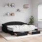vidaXL Tagesbett Ausziehbar mit Schubladen Schwarz 80x200 cm Stoff vidaXL Tagesbett Ausziehbar mit Schubladen Schwarz 80x200 cm Stoff