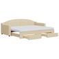 vidaXL Tagesbett Ausziehbar mit Schubladen Creme 80x200 cm Stoff vidaXL Tagesbett Ausziehbar mit Schubladen Creme 80x200 cm Stoff
