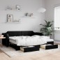 vidaXL Tagesbett Ausziehbar mit Schubladen Schwarz 80x200 cm Stoff vidaXL Tagesbett Ausziehbar mit Schubladen Schwarz 80x200 cm Stoff