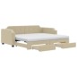 vidaXL Tagesbett Ausziehbar mit Schubladen Creme 80x200 cm Stoff vidaXL Tagesbett Ausziehbar mit Schubladen Creme 80x200 cm Stoff