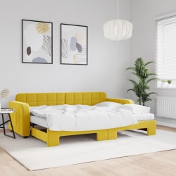 vidaXL Tagesbett Ausziehbar mit Matratzen Gelb 80x200 cm Samt