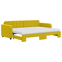vidaXL Tagesbett Ausziehbar mit Matratzen Gelb 80x200 cm Samt
