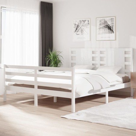 vidaXL Massivholzbett ohne Matratze Weiß 160x200 Kiefernholz