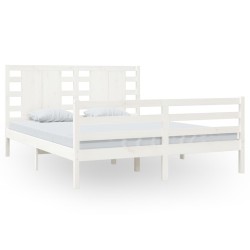 vidaXL Massivholzbett ohne Matratze Weiß 160x200 Kiefernholz