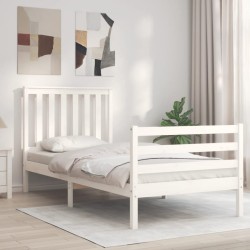 vidaXL Massivholzbett mit Kopfteil Weiß