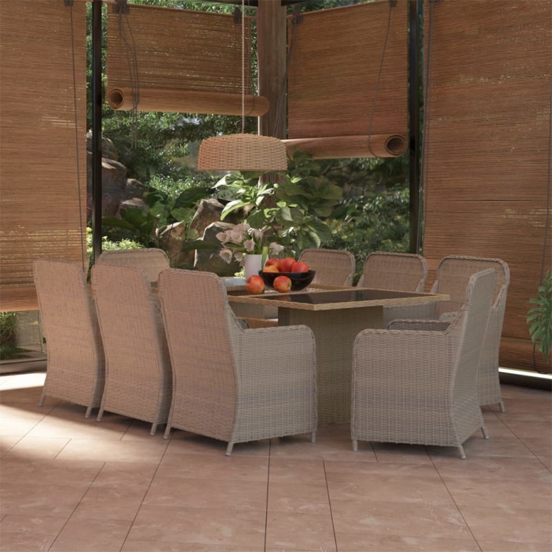 vidaXL 9-tlg. Garten-Essgruppe Poly Rattan Braun vidaXL 9-tlg. Garten-Essgruppe Poly Rattan Braun