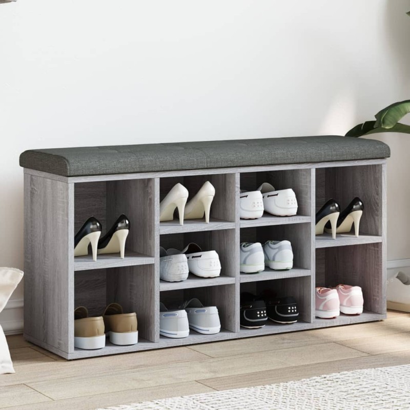 vidaXL Schuhbank Grau Sonoma 102x32x50 cm Holzwerkstoff vidaXL Schuhbank Grau Sonoma 102x32x50 cm Holzwerkstoff
