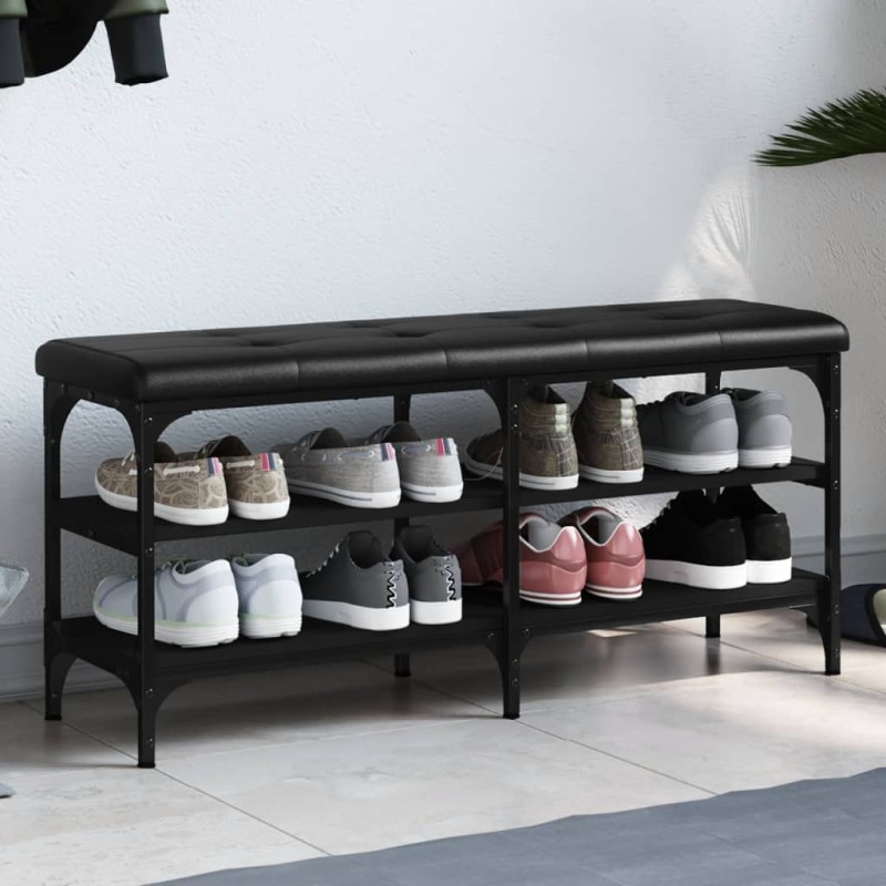 vidaXL Schuhbank Schwarz 102x32x47 cm Holzwerkstoff vidaXL Schuhbank Schwarz 102x32x47 cm Holzwerkstoff