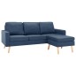vidaXL 3-Sitzer-Sofa mit Hocker Blau Stoff vidaXL 3-Sitzer-Sofa mit Hocker Blau Stoff