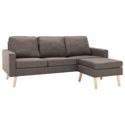 vidaXL 3-Sitzer-Sofa mit Hocker Taupe Stoff 