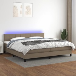 vidaXL Boxspringbett mit Matratze & LED Taupe 200x200 cm Stoff