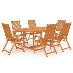 vidaXL 7-tlg. Garten-Essgruppe Massivholz Teak 