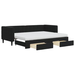 vidaXL Tagesbett Ausziehbar mit Schubladen Schwarz 80x200 cm Samt