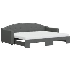 vidaXL Tagesbett Ausziehbar mit Matratzen Dunkelgrau 80x200 cm Stoff