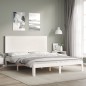 vidaXL Massivholzbett mit Kopfteil Weiß 160x200 cm vidaXL Massivholzbett mit Kopfteil Weiß 160x200 cm
