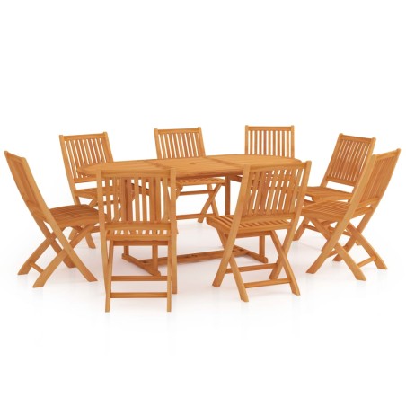 9-tlg. Garten-Essgruppe Massivholz Teak