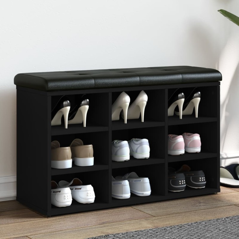 vidaXL Schuhbank Schwarz 82x32x50 cm Holzwerkstoff vidaXL Schuhbank Schwarz 82x32x50 cm Holzwerkstoff