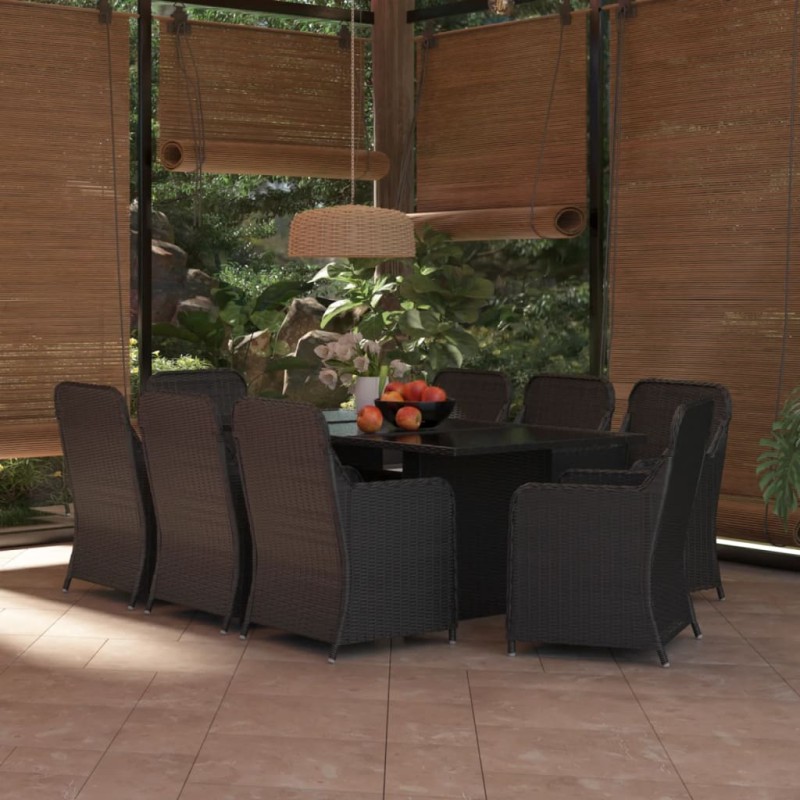 9-tlg. Garten-Essgruppe Poly Rattan Schwarz 9-tlg. Garten-Essgruppe Poly Rattan Schwarz