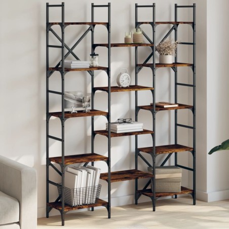 vidaXL Bücherregal Räuchereiche 127,5x28,5x172,5 cm Holzwerkstoff