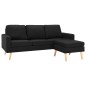 vidaXL 3-Sitzer-Sofa mit Hocker Schwarz Stoff vidaXL 3-Sitzer-Sofa mit Hocker Schwarz Stoff