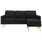 vidaXL 3-Sitzer-Sofa mit Hocker Schwarz Stoff vidaXL 3-Sitzer-Sofa mit Hocker Schwarz Stoff