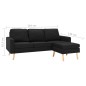 vidaXL 3-Sitzer-Sofa mit Hocker Schwarz Stoff vidaXL 3-Sitzer-Sofa mit Hocker Schwarz Stoff