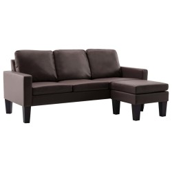 vidaXL 3-Sitzer-Sofa mit Hocker Braun Kunstleder