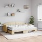 vidaXL Tagesbett Ausziehbar mit Matratzen Creme 80x200 cm Stoff vidaXL Tagesbett Ausziehbar mit Matratzen Creme 80x200 cm Stoff