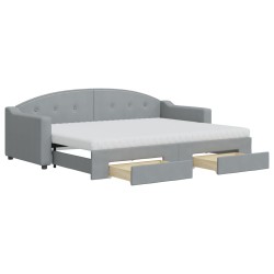 vidaXL Tagesbett Ausziehbar mit Schubladen Hellgrau 80x200 cm Stoff