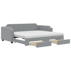 vidaXL Tagesbett Ausziehbar mit Schubladen Hellgrau 80x200 cm Stoff