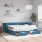 vidaXL Tagesbett Ausziehbar mit Schubladen Blau 80x200 cm Samt vidaXL Tagesbett Ausziehbar mit Schubladen Blau 80x200 cm Samt