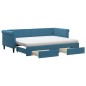 vidaXL Tagesbett Ausziehbar mit Schubladen Blau 80x200 cm Samt vidaXL Tagesbett Ausziehbar mit Schubladen Blau 80x200 cm Samt