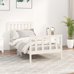 vidaXL Massivholzbett mit Kopfteil Weiß 90x200 cm Kiefer