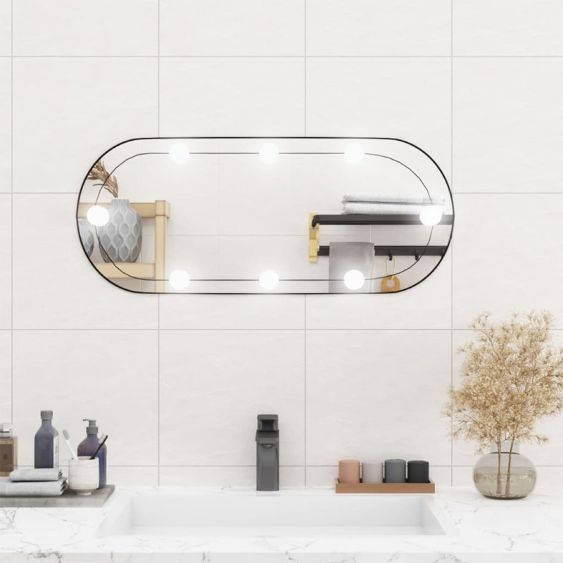 vidaXL Wandspiegel mit LED-Leuchten 30x70 cm Glas Oval vidaXL Wandspiegel mit LED-Leuchten 30x70 cm Glas Oval