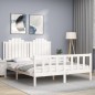 vidaXL Massivholzbett mit Kopfteil Weiß 160x200 cm vidaXL Massivholzbett mit Kopfteil Weiß 160x200 cm