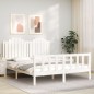 vidaXL Massivholzbett mit Kopfteil Weiß 160x200 cm vidaXL Massivholzbett mit Kopfteil Weiß 160x200 cm