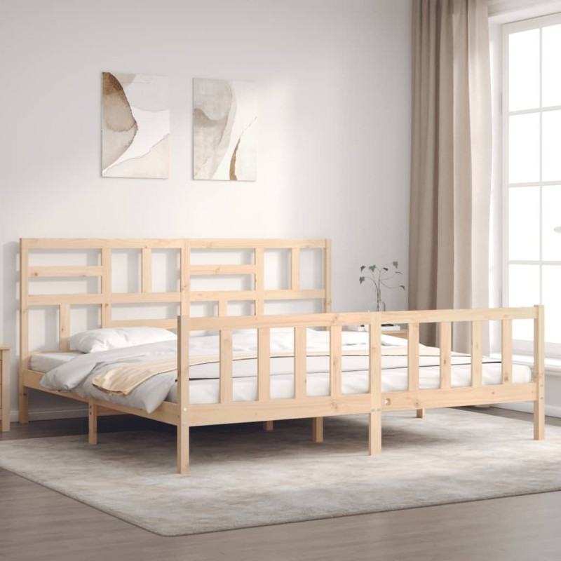vidaXL Massivholzbett mit Kopfteil vidaXL Massivholzbett mit Kopfteil