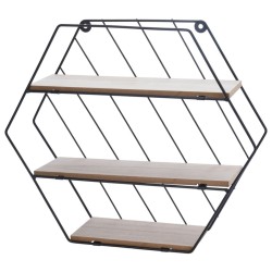 Home&Styling Wandregal mit 3 Ablagen Natur und Schwarz